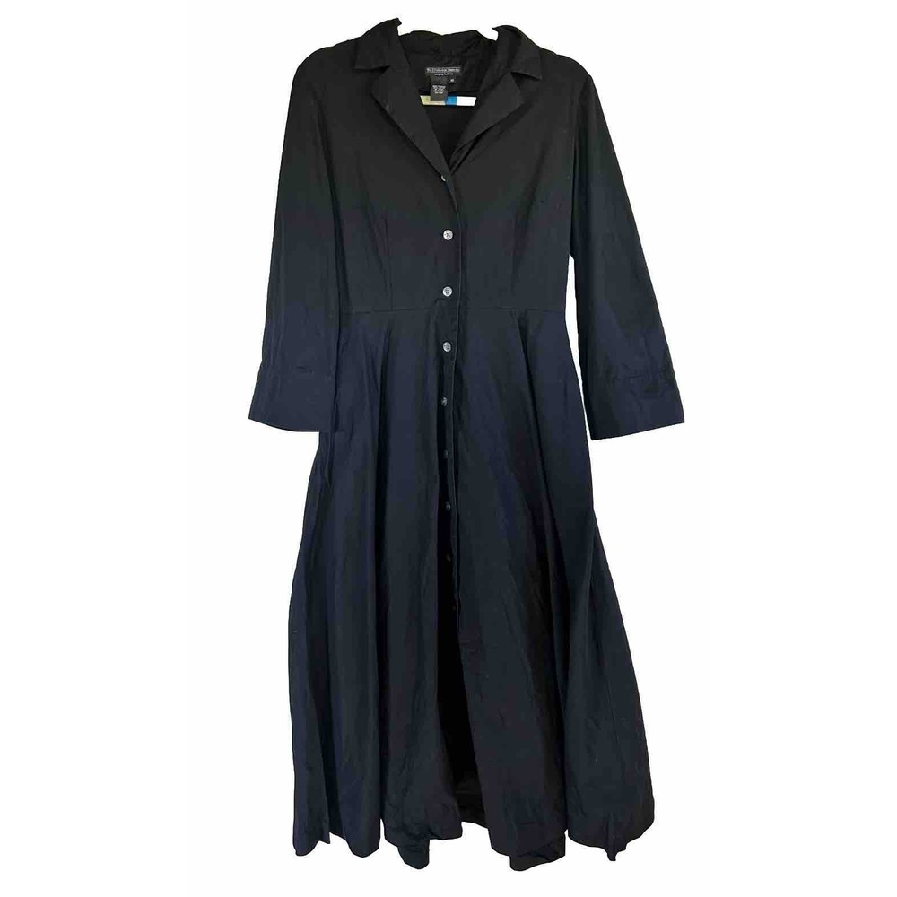 The J. Peterman Company long sleeve black maxi dress Cotton Size 10 - Picture 2 of 8